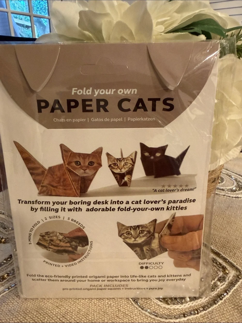 Fold Your Own Paper Cats Kit – Gray